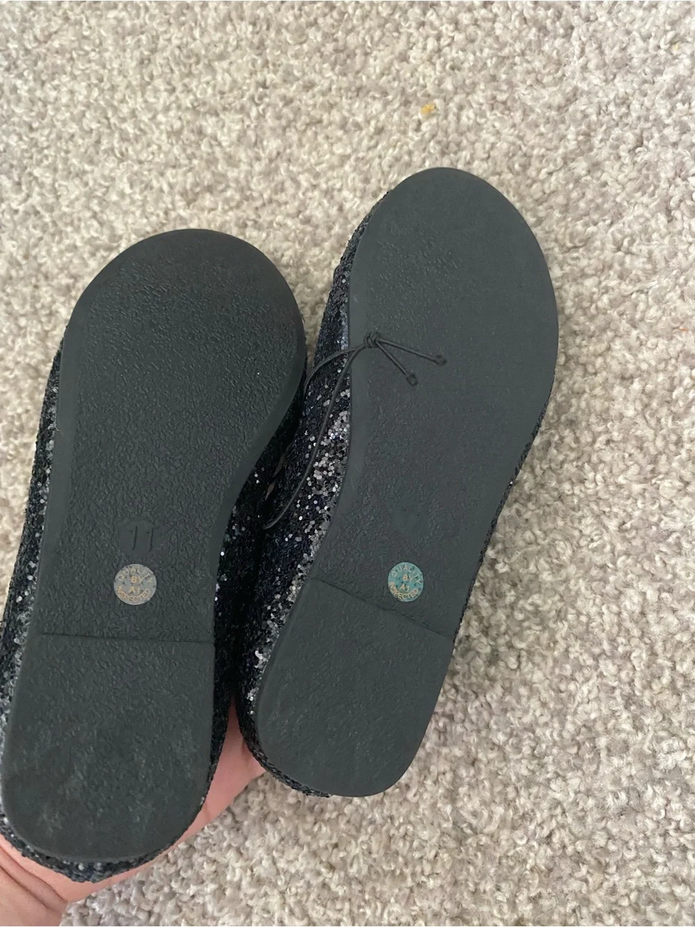New Little Girl's Size 11M Thereabouts Lexi Ballet Flats - Black Glitter Shoes